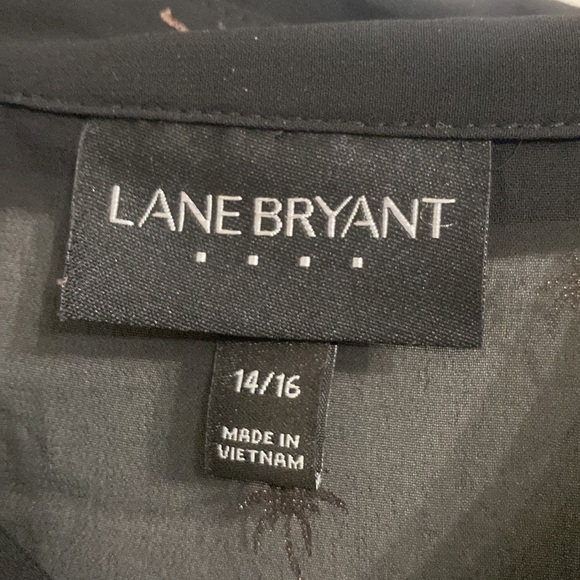 Lane Bryant Womens Sheer Palm Trees Blouse 14/16 Black Long Sleeve Drapey Ladies - Picture 10 of 15